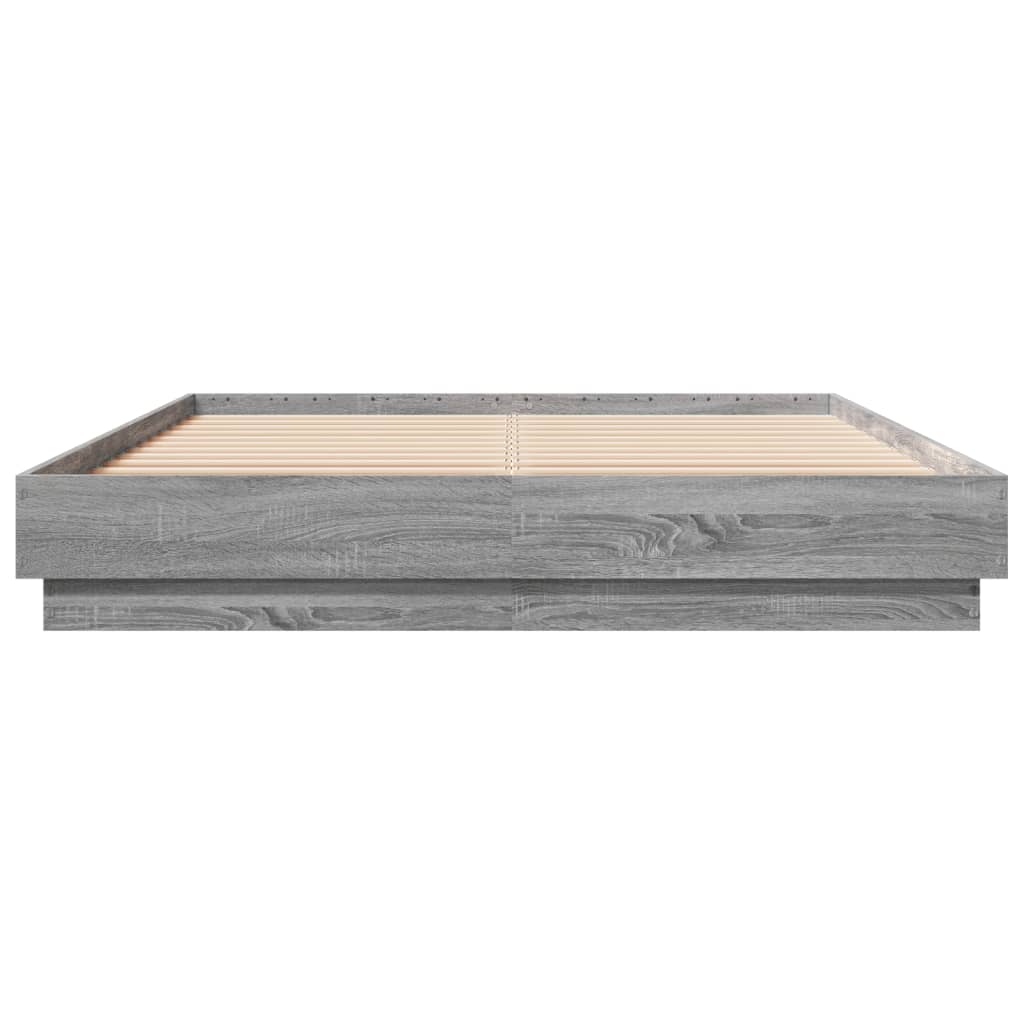 Bed Frame with LED without Mattress Grey Sonoma 120x200 cm