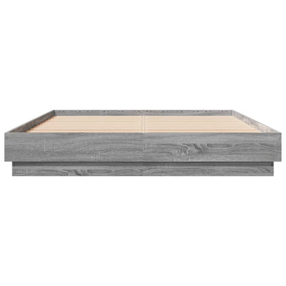 Bed Frame with LED without Mattress Grey Sonoma 120x200 cm