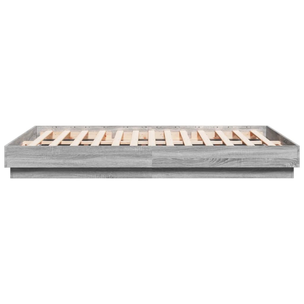 Bed Frame with LED without Mattress Grey Sonoma 120x200 cm