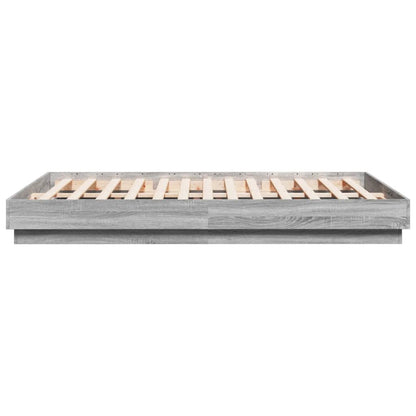 Bed Frame with LED without Mattress Grey Sonoma 120x200 cm