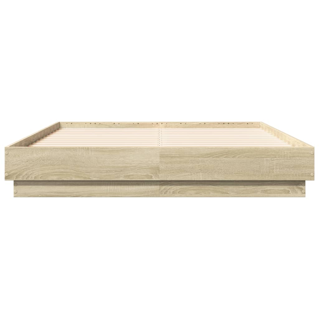 Bed Frame with LED without Mattress Sonoma Oak 135x190 cm Double