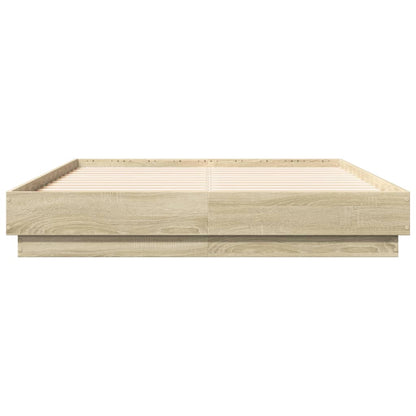 Bed Frame with LED without Mattress Sonoma Oak 135x190 cm Double