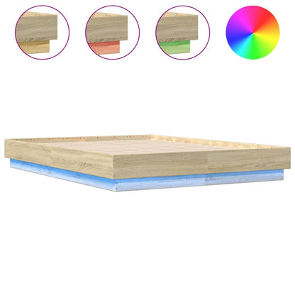 Bed Frame with LED without Mattress Sonoma Oak 120x190 cm