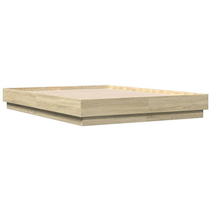 Bed Frame with LED without Mattress Sonoma Oak 120x190 cm
