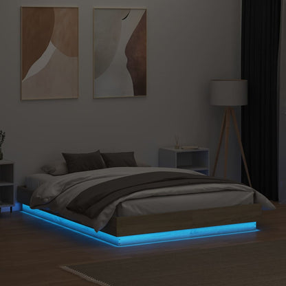 Bed Frame with LED without Mattress Sonoma Oak 120x190 cm