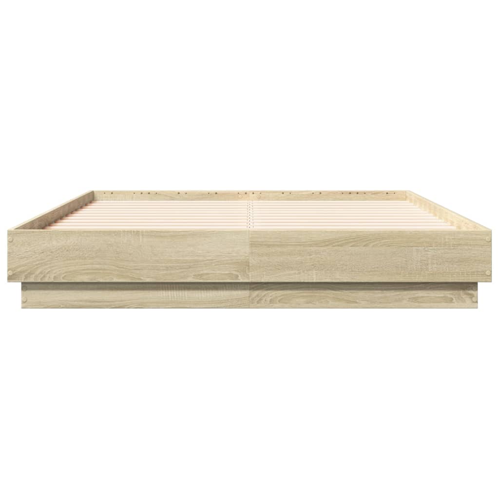 Bed Frame with LED without Mattress Sonoma Oak 120x190 cm