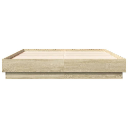 Bed Frame with LED without Mattress Sonoma Oak 120x190 cm