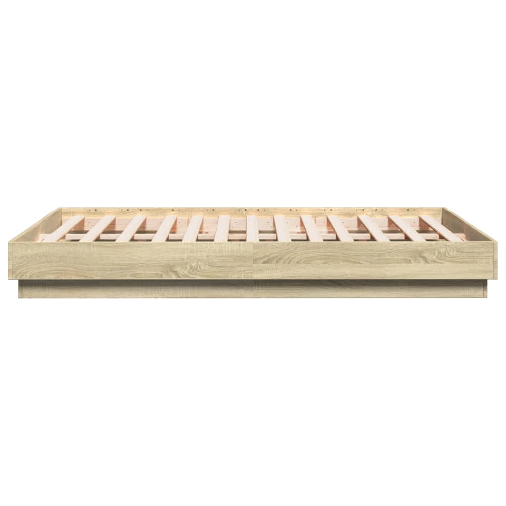 Bed Frame with LED without Mattress Sonoma Oak 120x190 cm