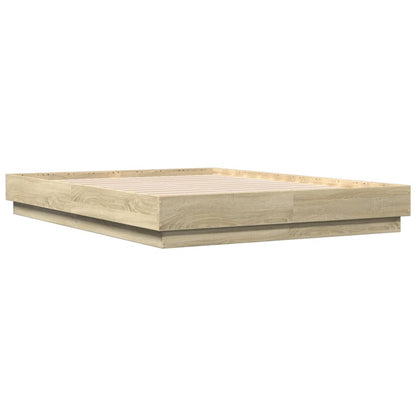 Bed Frame with LED without Mattress Sonoma Oak 120x190 cm