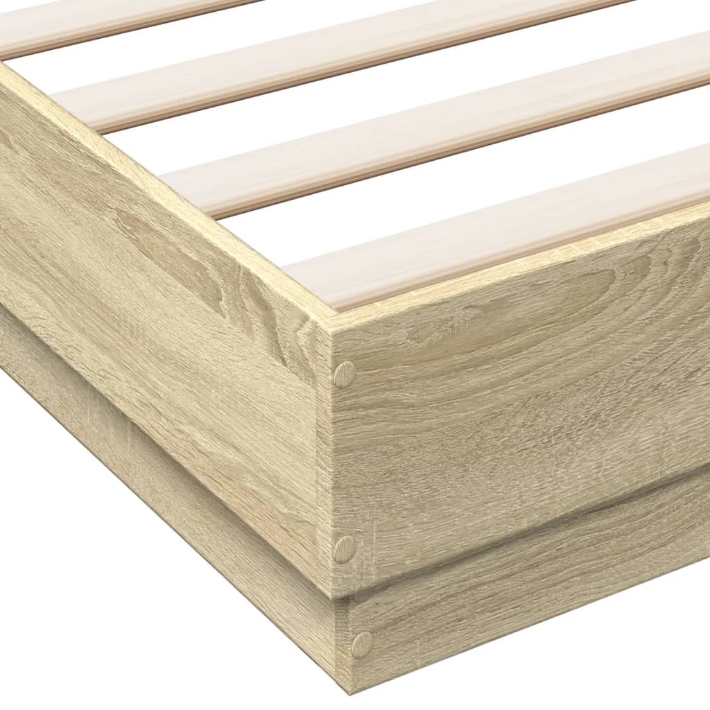 Bed Frame with LED without Mattress Sonoma Oak 120x190 cm