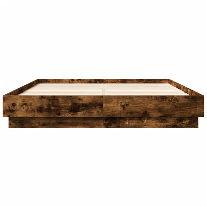 Bed Frame with LED without Mattress Smoked Oak 120x190 cm Small Double