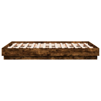 Bed Frame with LED without Mattress Smoked Oak 120x190 cm