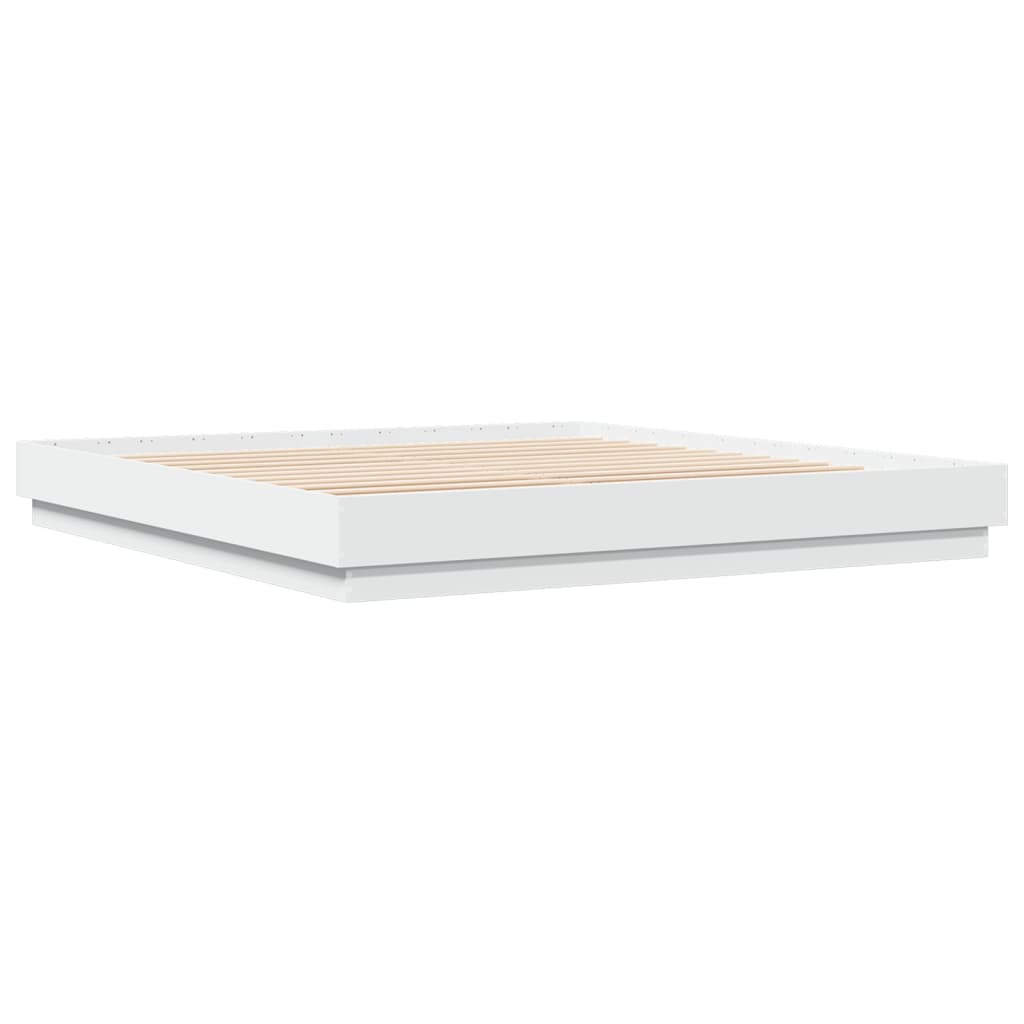Bed Frame | White | Engineered wood | 200x200 cm | Durable | Bed Frame