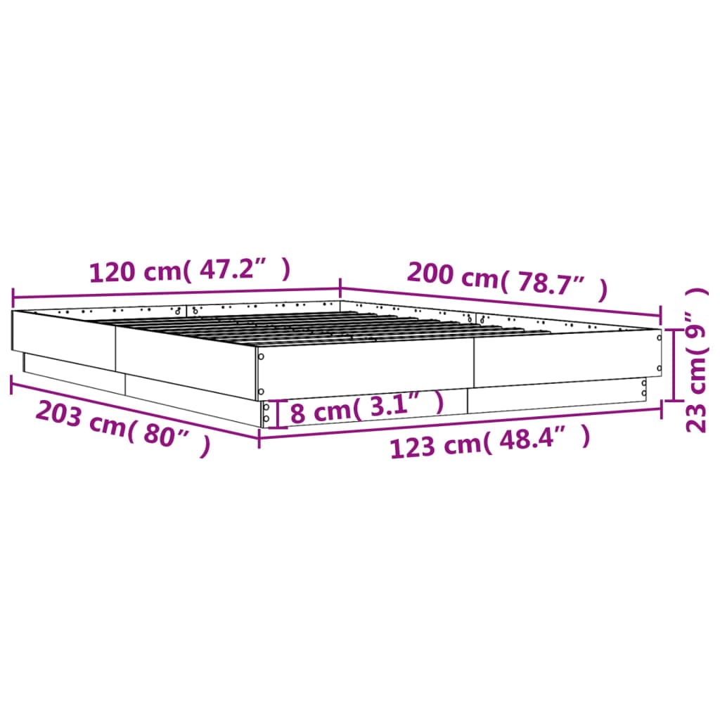 Bed Frame | Grey Sonoma | Engineered wood | Double Bed | Bed Frame