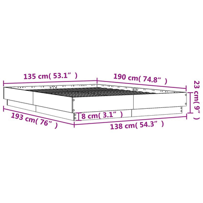 Bed Frame without Mattress Grey Sonoma 135x190 cm Double
