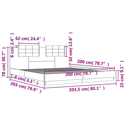 Bed Frame without Mattress White 200x200cm