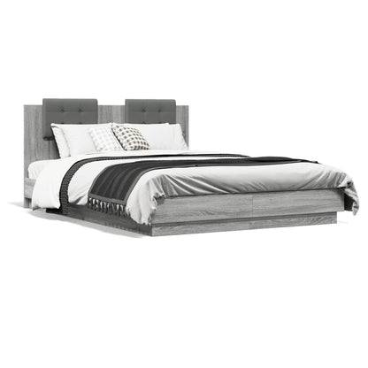 Bed Frame without Mattress Grey Sonoma 140x200 cm