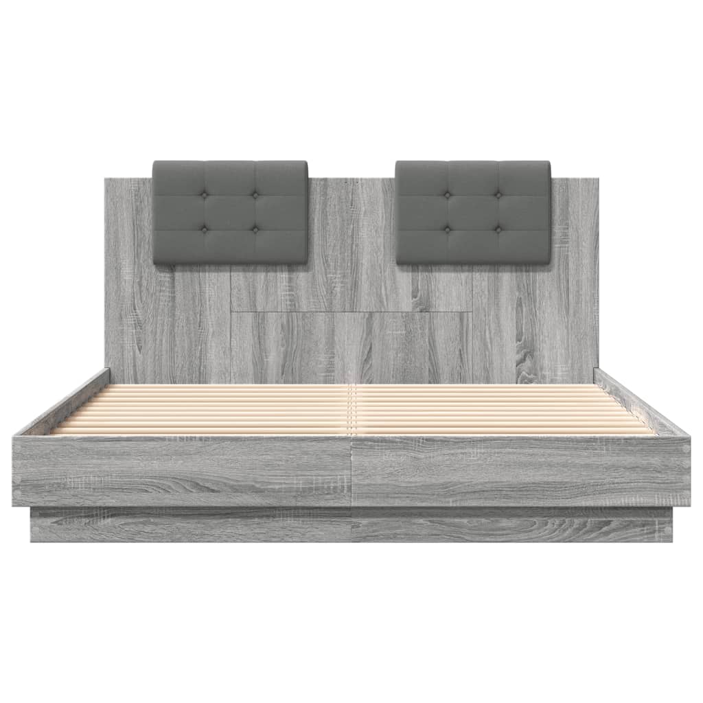 Bed Frame without Mattress Grey Sonoma 140x200 cm
