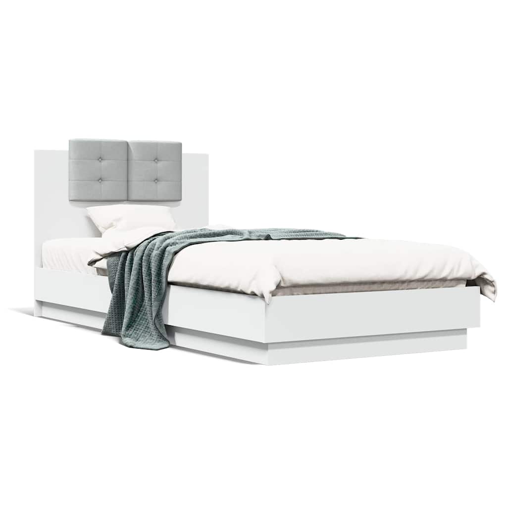 Bed Frame with Headboard White 90x200 cm Engineered Wood