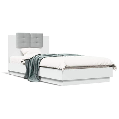 Bed Frame with Headboard White 90x200 cm Engineered Wood