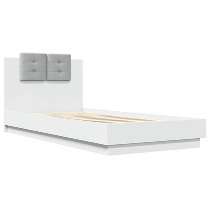 Bed Frame with Headboard White 90x200 cm Engineered Wood