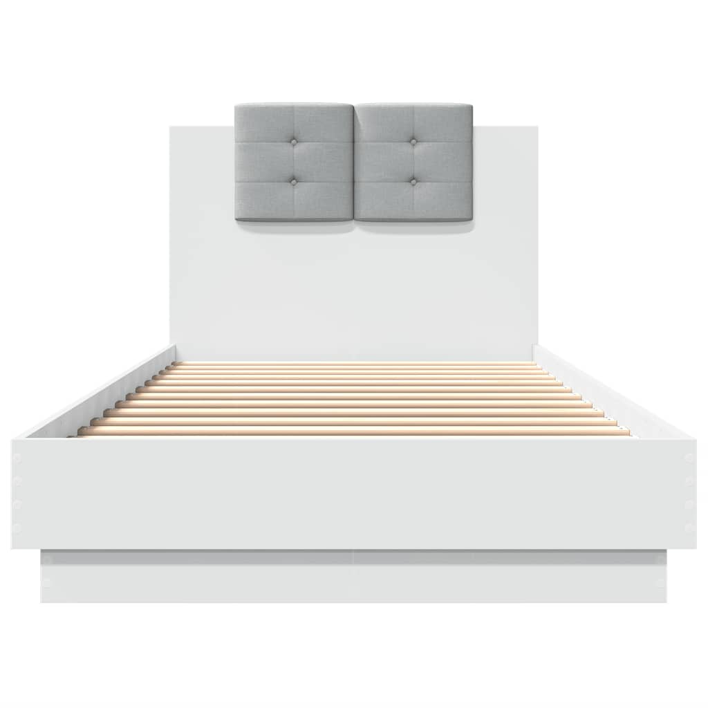 Bed Frame with Headboard White 90x200 cm Engineered Wood