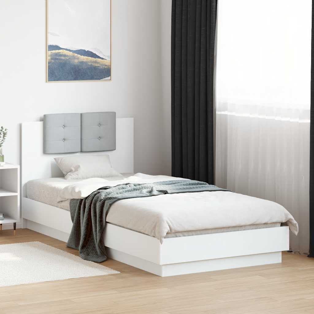 Bed Frame with Headboard White 90x200 cm Engineered Wood