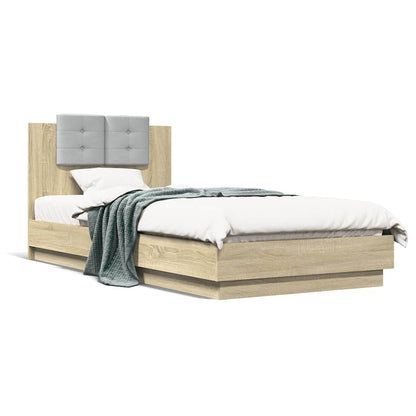 Bed Frame with Headboard Sonoma Oak 90x200 cm Engineered Wood
