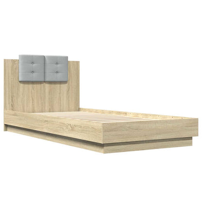 Bed Frame with Headboard Sonoma Oak 90x200 cm Engineered Wood