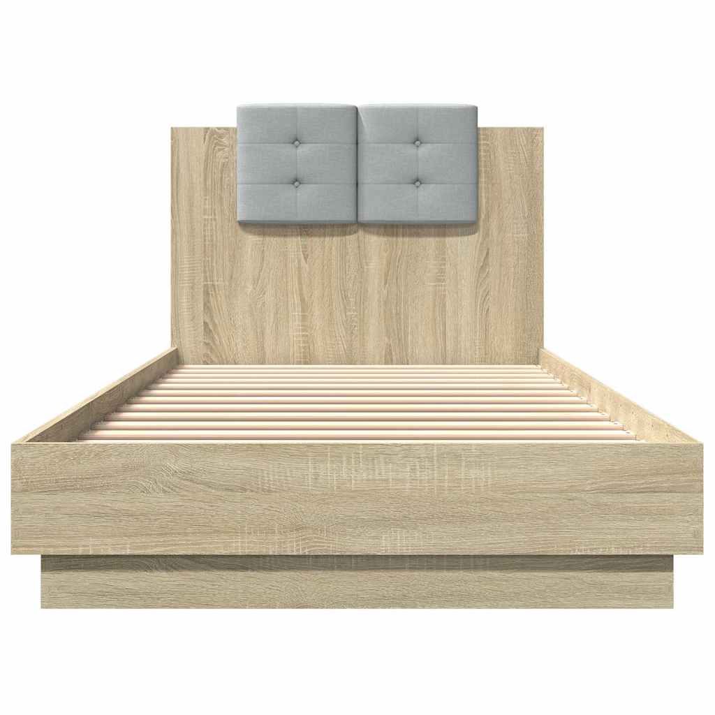 Bed Frame with Headboard Sonoma Oak 90x200 cm Engineered Wood