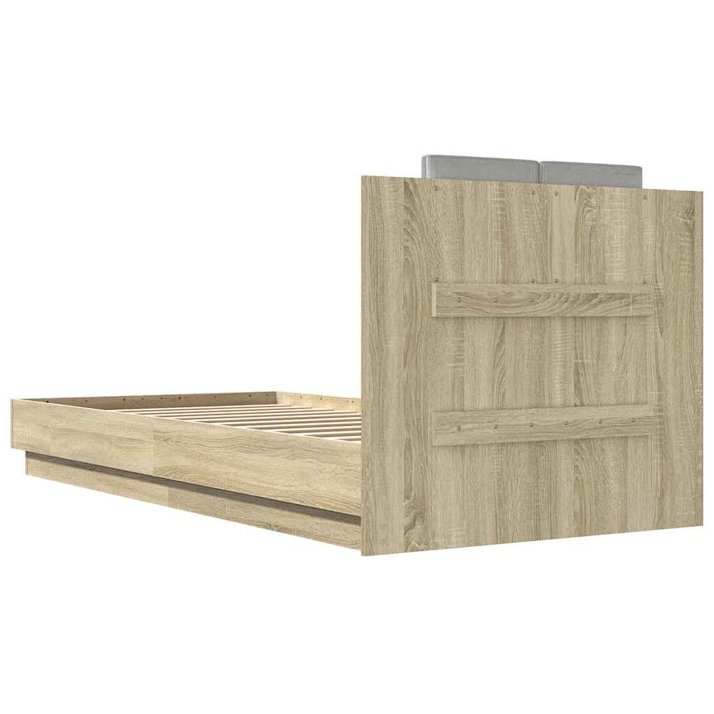 Bed Frame with Headboard Sonoma Oak 90x200 cm Engineered Wood