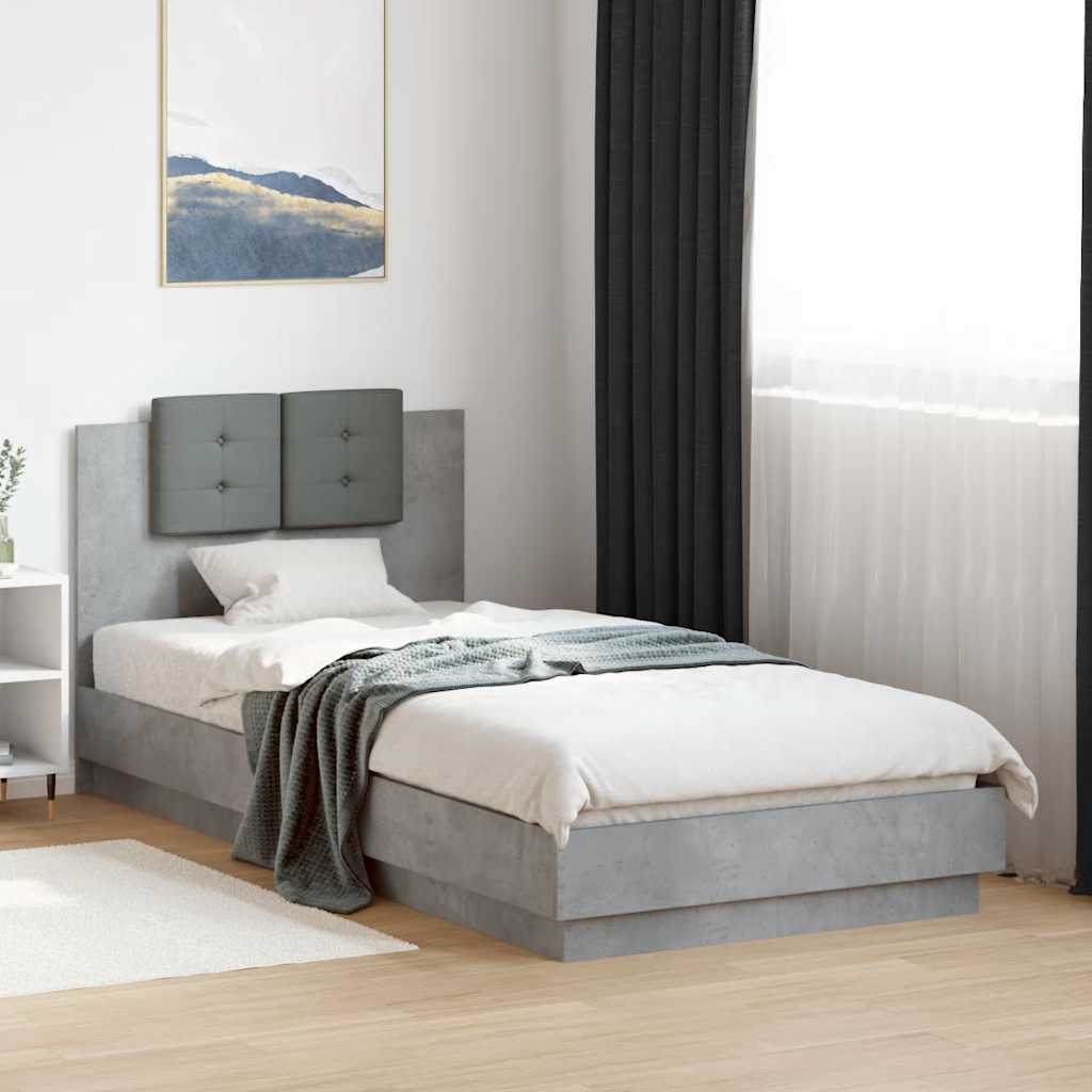 Bed Frame without Mattress Concrete Grey 90x200 cm