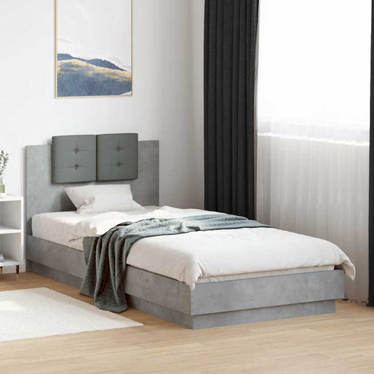 Bed Frame without Mattress Concrete Grey 90x200 cm