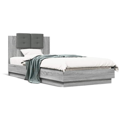 Bed Frame with Headboard Grey Sonoma 90x200 cm Engineered Wood