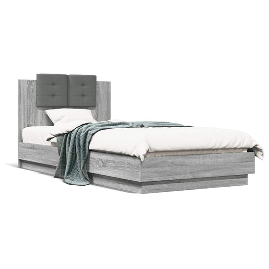 Bed Frame with Headboard Grey Sonoma 90x200 cm Engineered Wood
