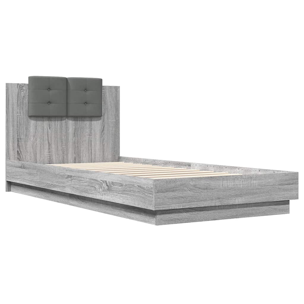 Bed Frame with Headboard Grey Sonoma 90x200 cm Engineered Wood