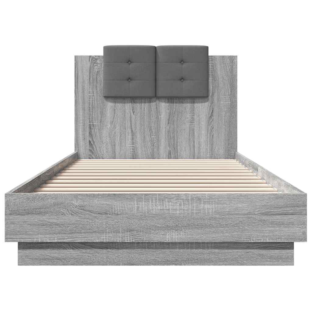 Bed Frame with Headboard Grey Sonoma 90x200 cm Engineered Wood