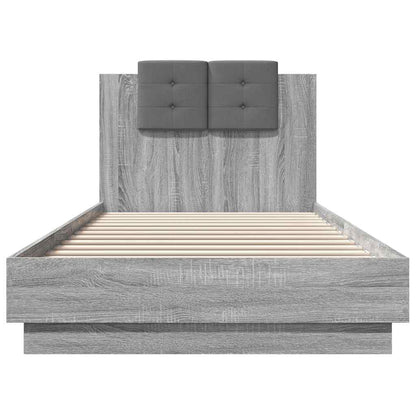 Bed Frame with Headboard Grey Sonoma 90x200 cm Engineered Wood