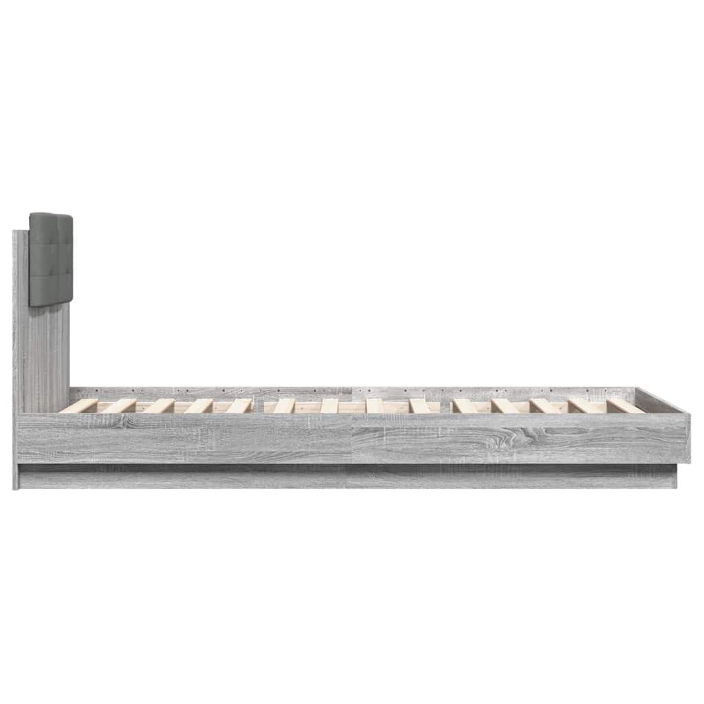 Bed Frame with Headboard Grey Sonoma 90x200 cm Engineered Wood