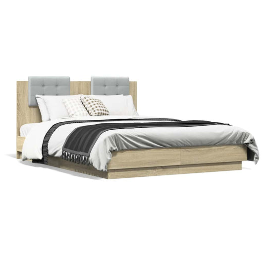 Bed Frame without Mattress Sonoma Oak 140x190 cm