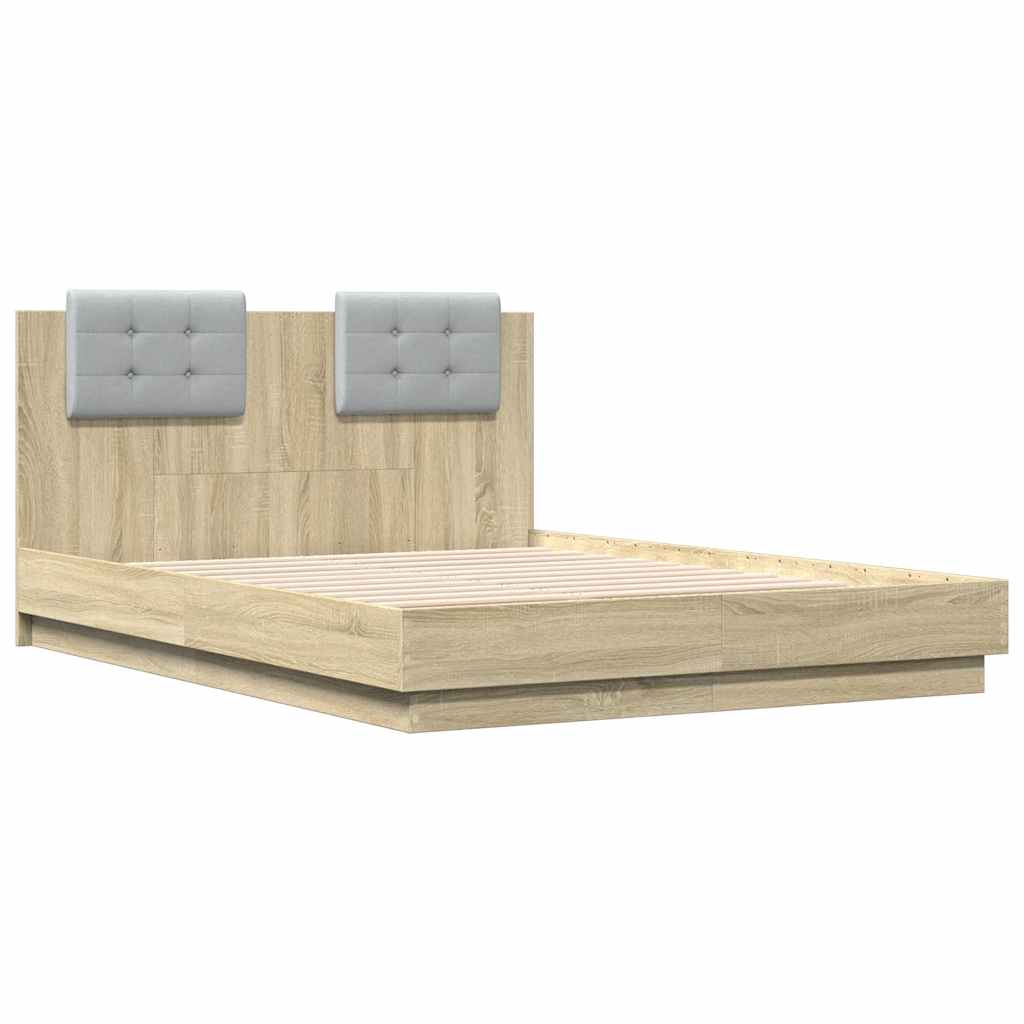 Bed Frame without Mattress Sonoma Oak 140x190 cm