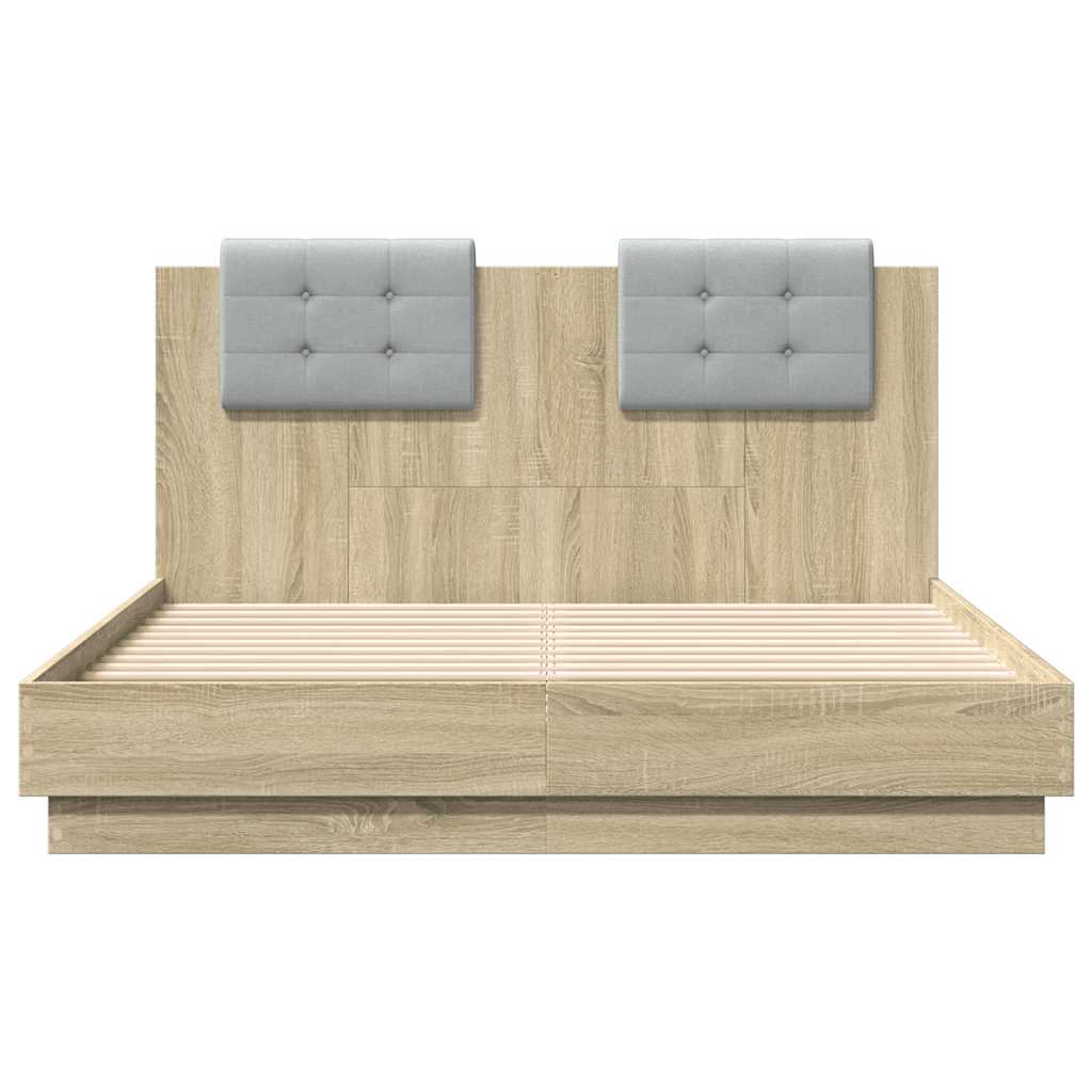 Bed Frame without Mattress Sonoma Oak 140x190 cm