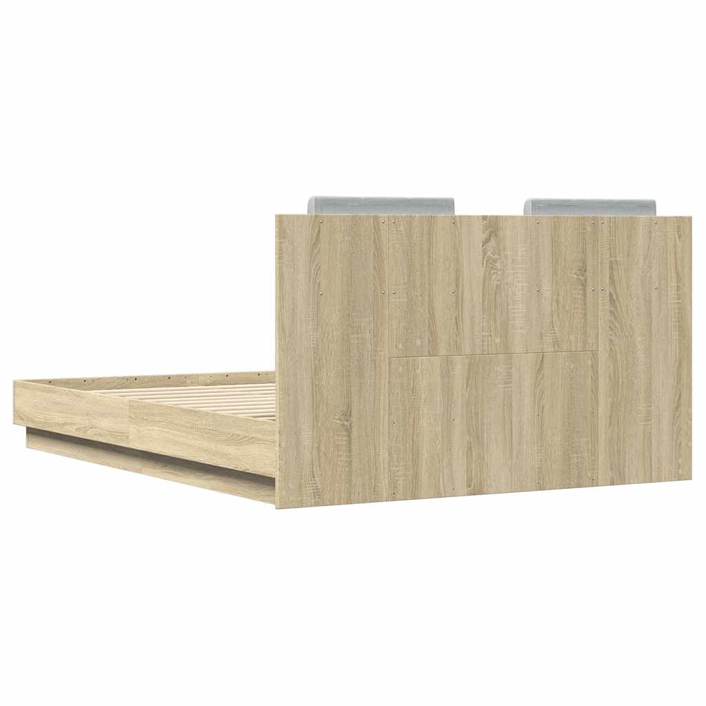 Bed Frame without Mattress Sonoma Oak 140x190 cm
