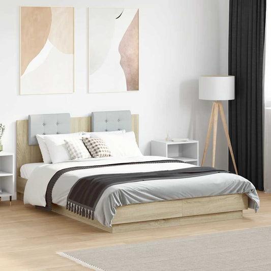 Bed Frame without Mattress Sonoma Oak 140x190 cm