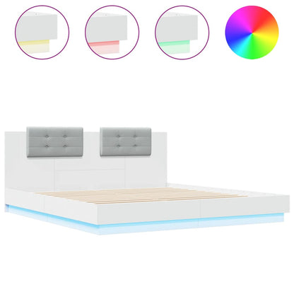 Bed Frame | White | Engineered wood | Double | USB-C | Bed Frame