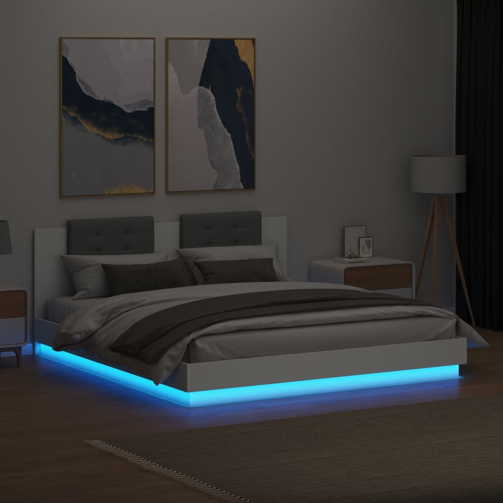 Bed Frame | White | Engineered wood | Double | USB-C | Bed Frame