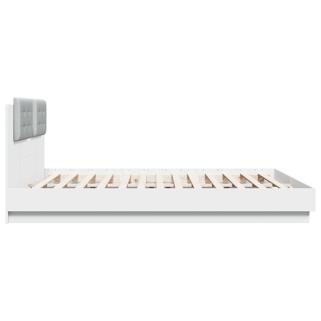 Bed Frame | White | Engineered wood | Double | USB-C | Bed Frame