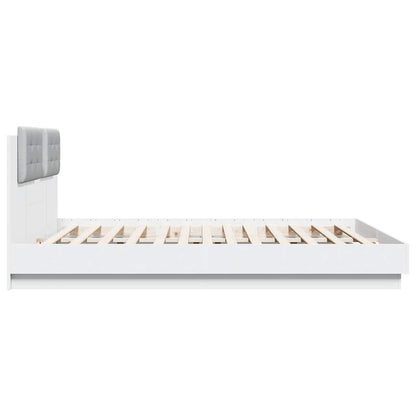 Bed Frame with LED without Mattress White 200x200 cm