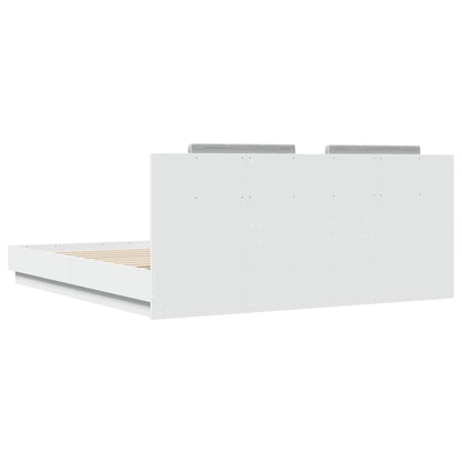 Bed Frame with LED without Mattress White 200x200 cm