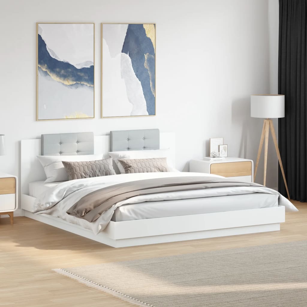 Bed Frame | White | Engineered wood | Double | USB-C | Bed Frame